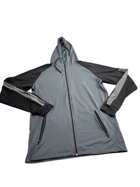 BoohooMAN Mens Two-Tone Full-Zip Hoodie Jacket Black & Gray Size S Lightweight